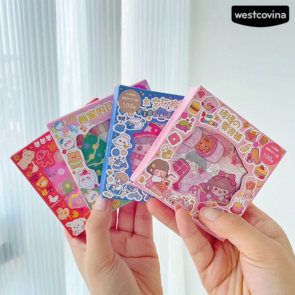 [COD]♪Hộp 100 Miếng Dán Hoạt Hình Dễ Dàng Mang Theo