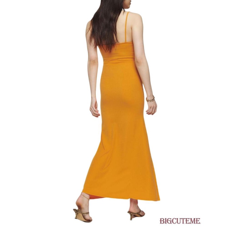 Đầm Hai Dây Dệt Kim Dáng Dài Màu Sắc Đơn Giản Thời Trang Mùa Hè Cho Nữ