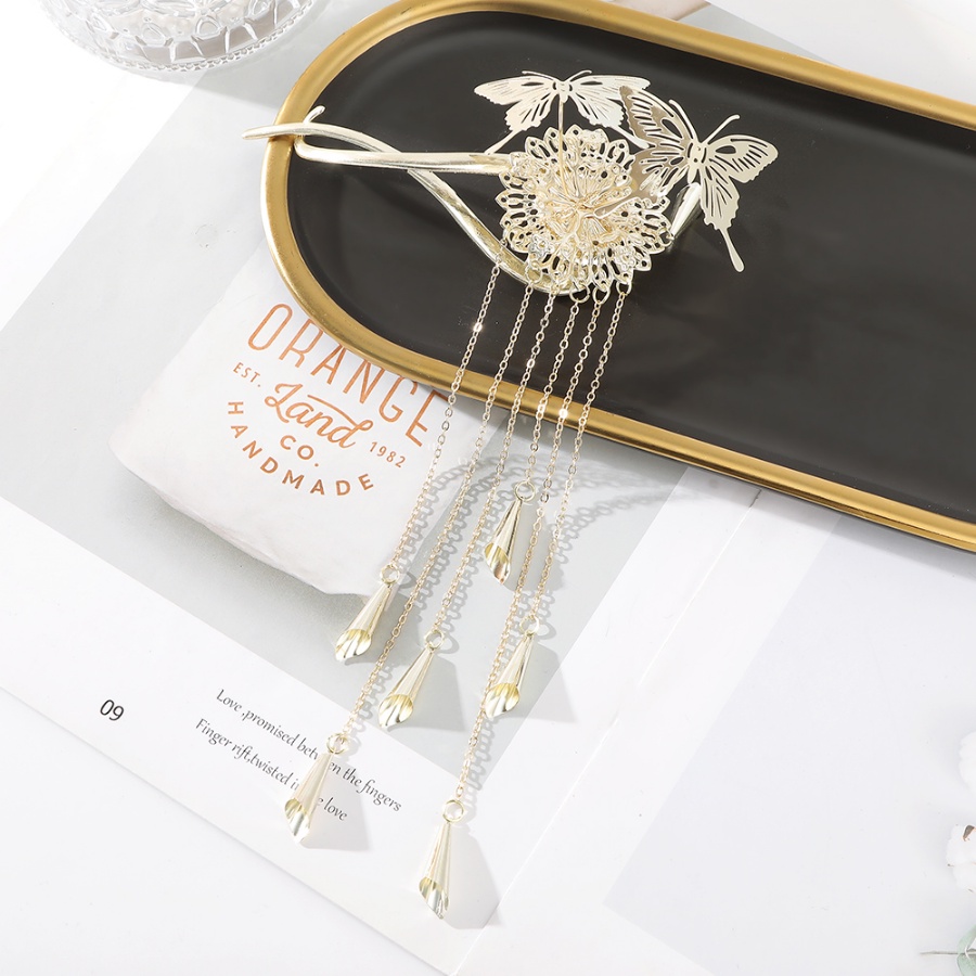 Trâm Cài Tóc Hình Bướm Lớn Bằng Hợp Kim Có Dây Xích Cho Nữ