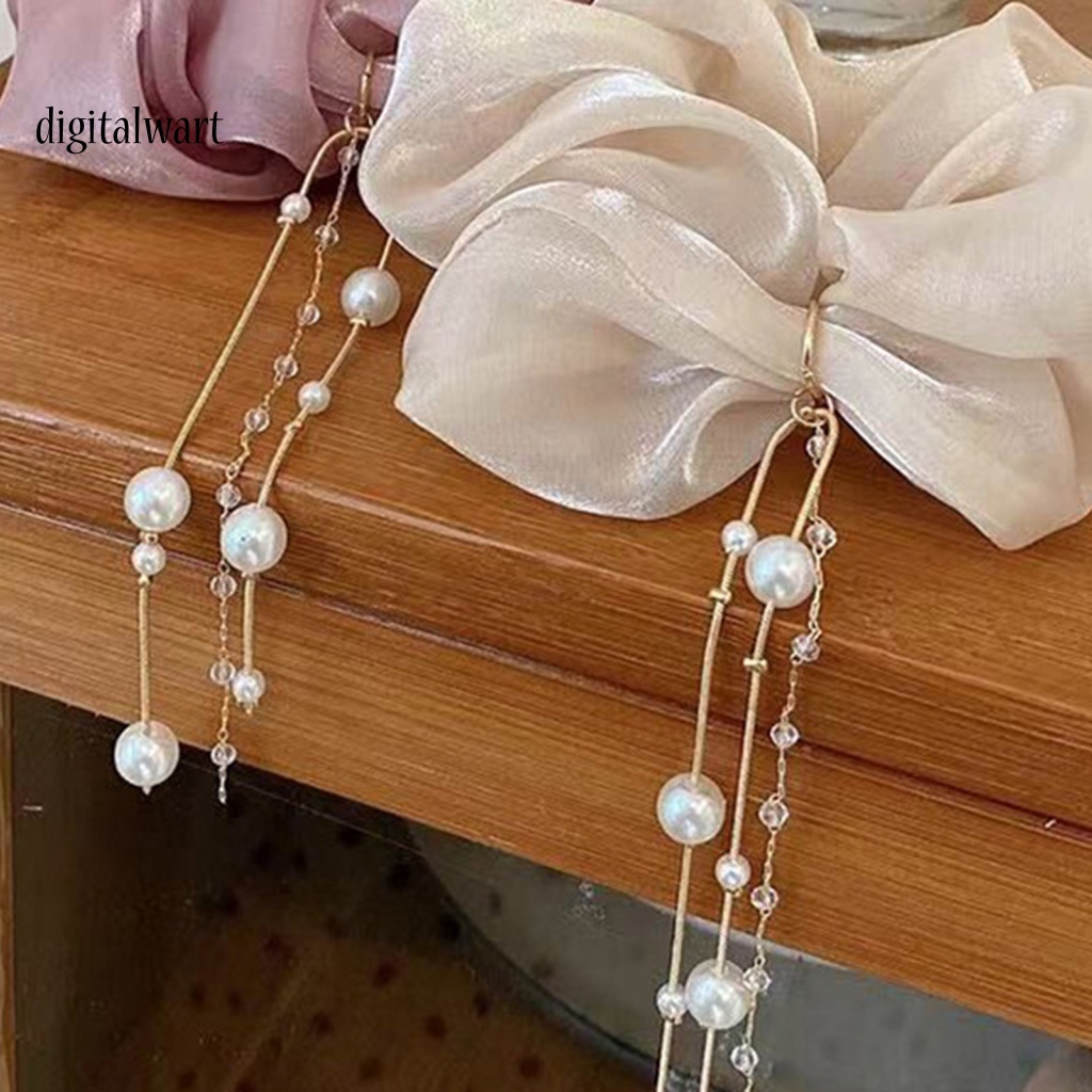 Kỹ Thuật Số| Dây Buộc Tóc Co Giãn Đính Ngọc Trai Giả Xinh Xắn Cho Nữ