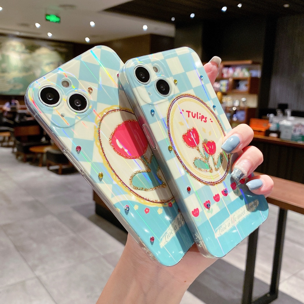 Ốp Điện Thoại TPU Chống Sốc Họa Tiết Hoa Tulip Cho IPhone 14 13 12 11 Pro MAX 14 PLUS X XR XS MAX