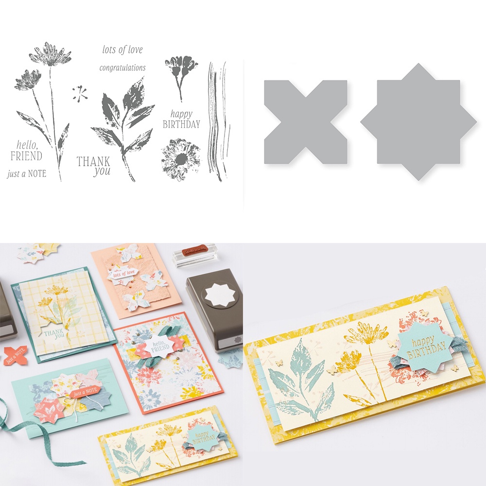Khuôn Thép Carbon Cắt Hình Ngôi Sao Nhiều Điểm + Con Dấu Dập Nổi Dùng Trang Trí Thiệp / Album Ảnh Diy