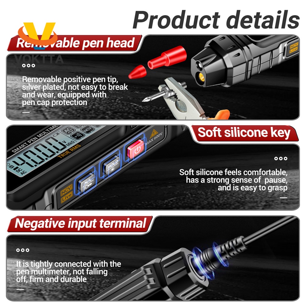 Bút đo điện kỹ thuật số VOKTTA A3005 DC AC 4000 lần đếm cho phòng thí nghiệm/ nhà máy