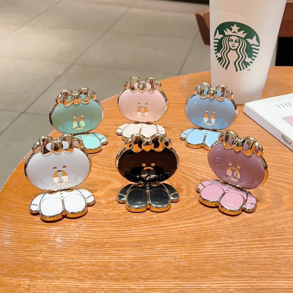 Ốp Điện Thoại Có Túi Khí Họa Tiết Bướm / Gấu Dễ Thương Kèm Giá Đỡ Nhẫn Cho iphone