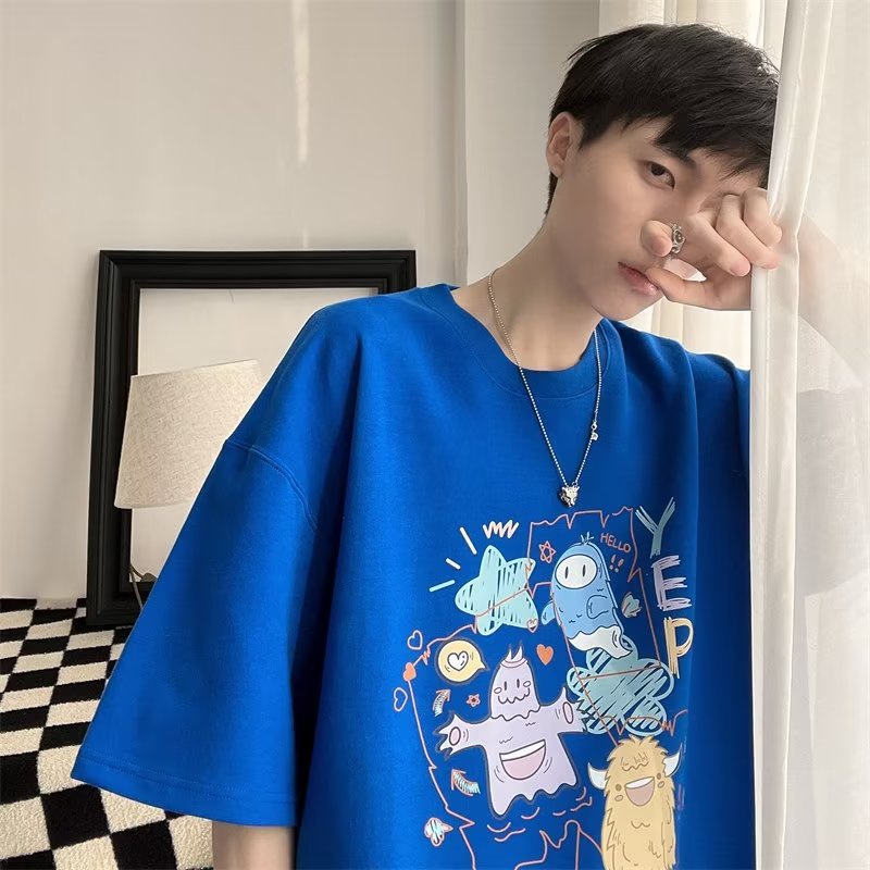 Áo Thun Tay Ngắn Dáng Rộng In Họa Tiết Graffiti Thời Trang Mùa Hè Cho Nam