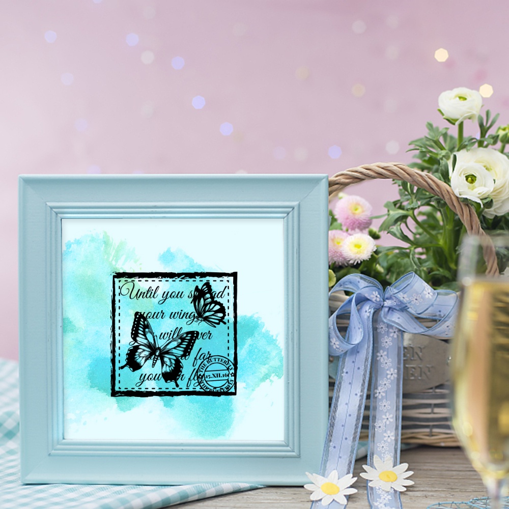 1 Tấm Tem Đóng Dấu Bằng Silicone Trong Suốt Hình Hoa / Bướm Trang Trí Sổ Tay DIY