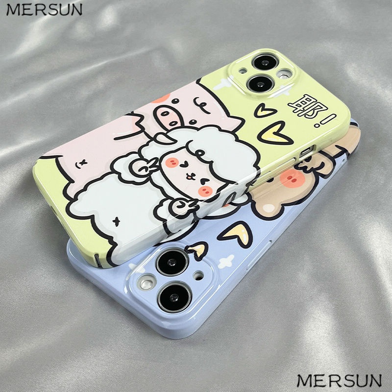 Ốp Điện Thoại Cứng Họa Tiết Thỏ / Gấu Dễ Thương Cho Iphone Xr7 811 13 14Pro xs 12 GTS0