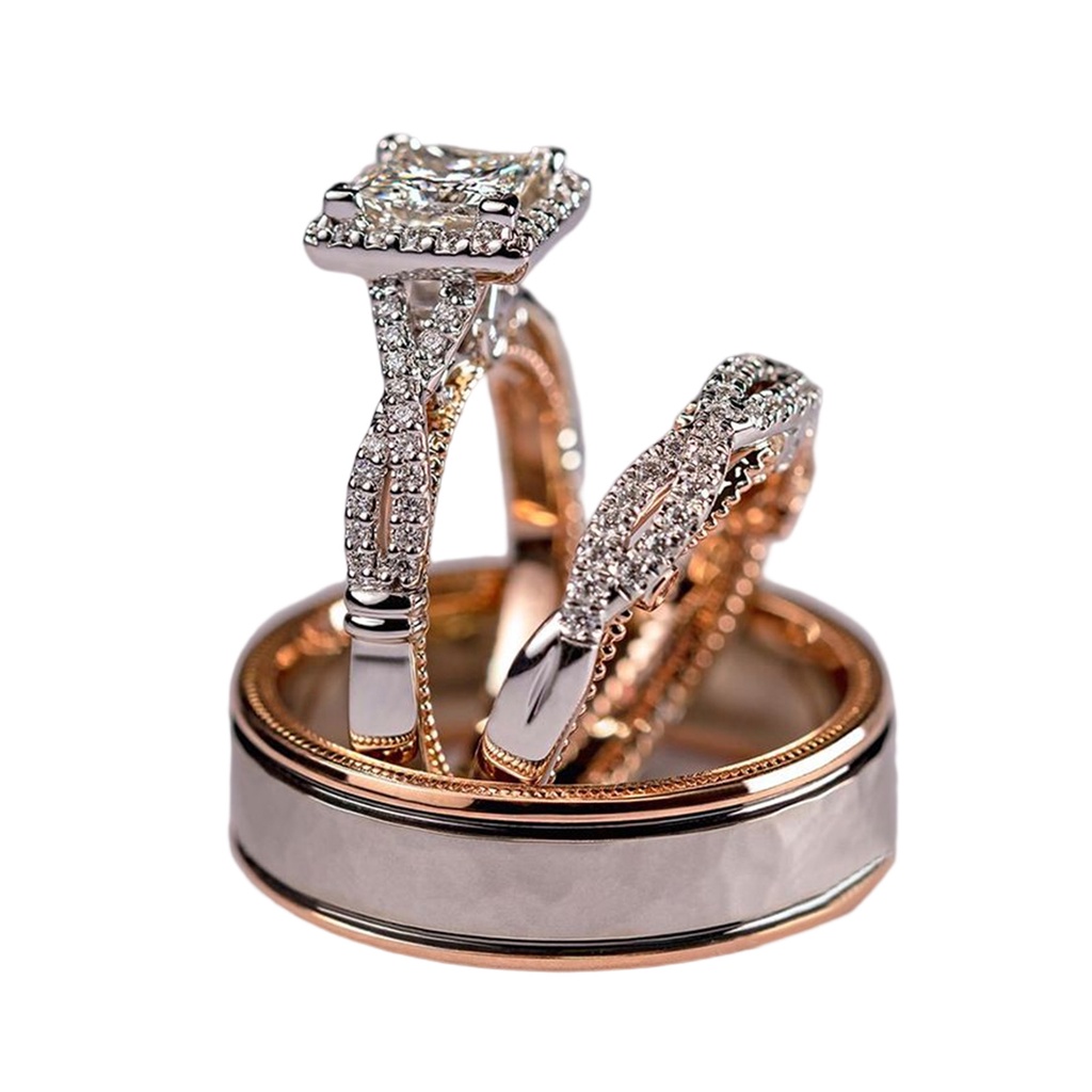 Set 3 Nhẫn Đính Đá Zircon Lấp Lánh Sang Trọng Thời Trang Cho Nữ