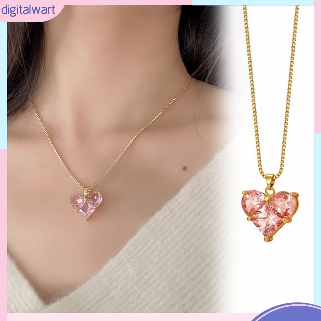 [IGT] Vòng cổ Mặt Hình Học Đính Đá Zircon Màu Hồng Lấp Lánh Chống Mài Mòn Không Gây Dị Ứng Dành Cho Nữ