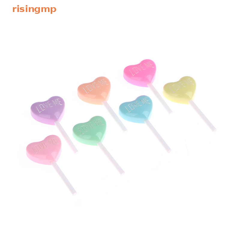 Set 10 Mô Phỏng Kẹo Mút Trái Tim Bằng Resin DIY Cho Điện Thoại