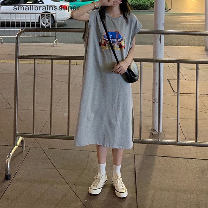 Đầm Thun Tay Ngắn Dáng Rộng In Họa Tiết Thời Trang Mùa Hè Xinh Xắn Cho Nữ