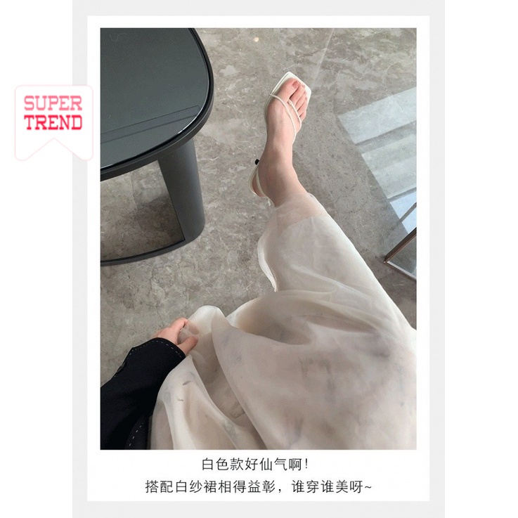 Giày Sandal Cao Gót 7CM Mũi Vuông Quai Mảnh Thời Trang Mùa Hè Hàn Quốc
