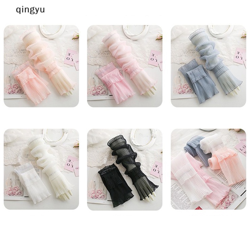 Đôi Găng Tay Dài Hở Ngón Chống Nắng Và Tia Uv Phối Ren Lưới Thoáng Khí Dành Cho Nữ