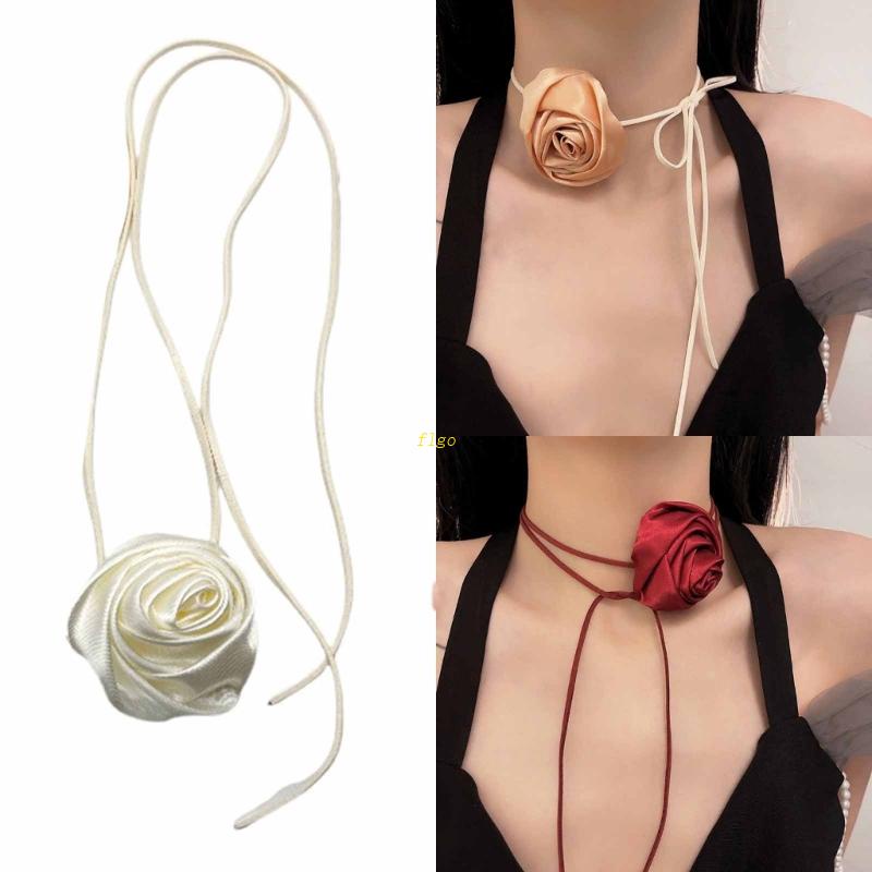 Vòng Cổ Choker Phối Ruy Băng In Hoa Hồng Thời Trang Mùa Hè Quyến Rũ Cho Nữ