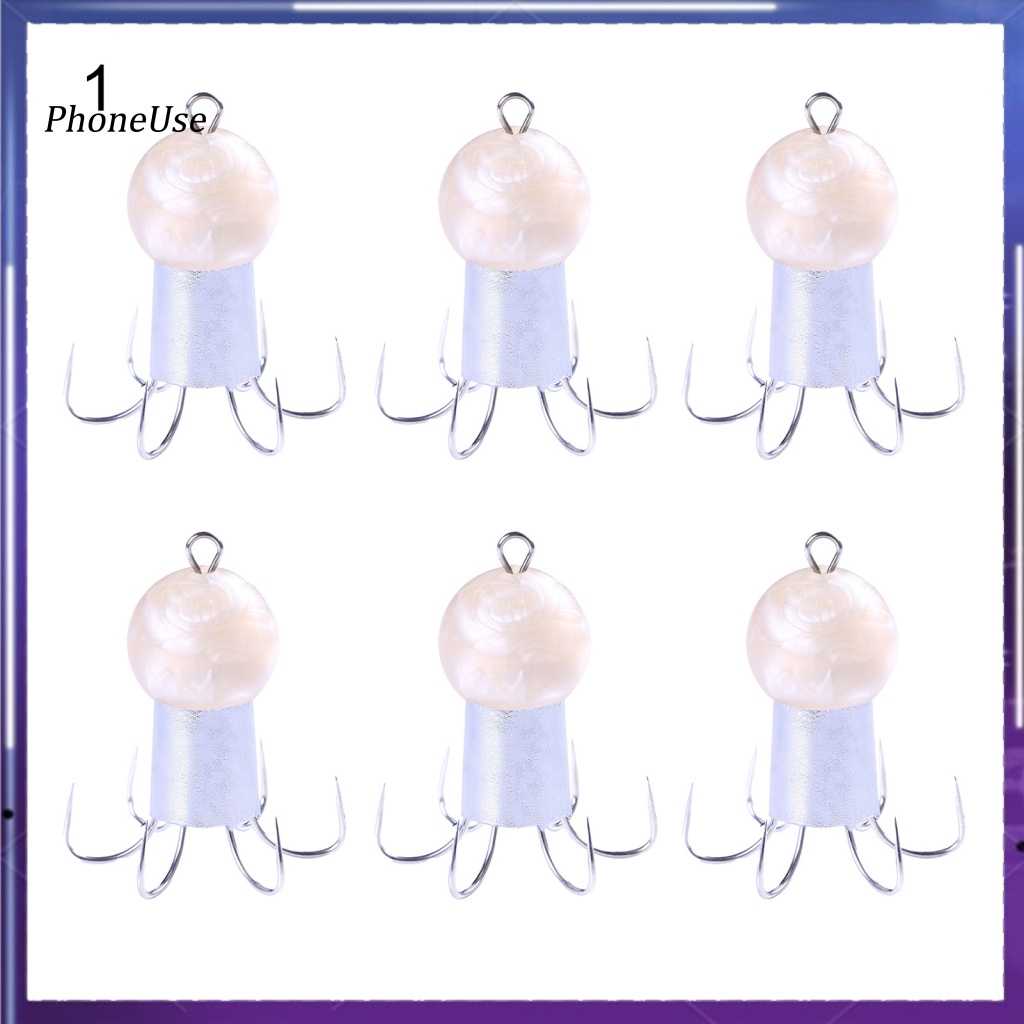 Bộ 6 Mồi Giả Câu Cá PU Hình Bạch Tuộc 62g Bằng Kim Loại Chống Ăn Mòn 8 Móc Câu