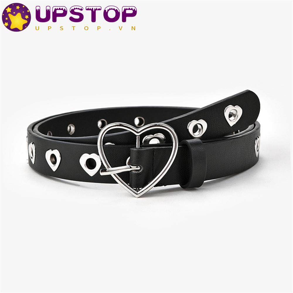Thắt Lưng Da PU Màu Trơn Khóa Hình Trái Tim Xinh Xắn