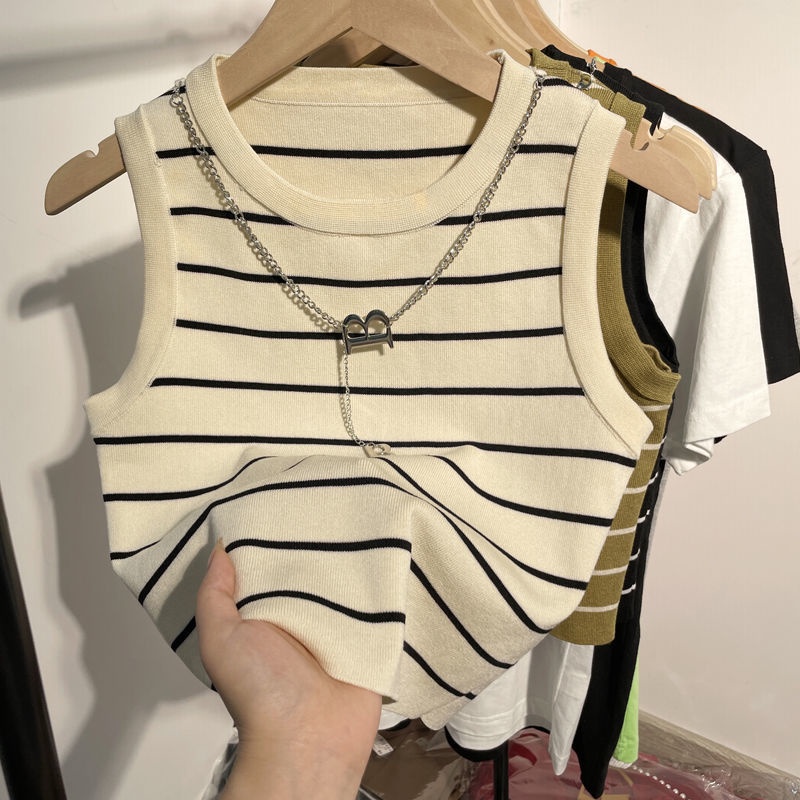 Áo Dệt Kim Thể Thao Sát Nách Kẻ Sọc Thời Trang Mùa Hè Cho Nữ