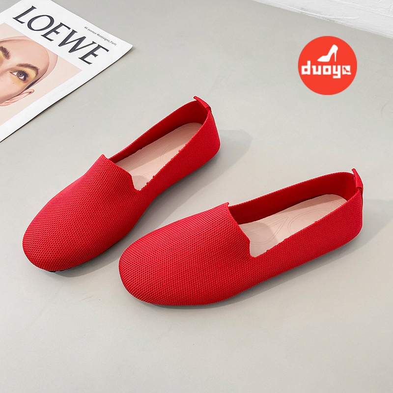 Duoya Giày Vải Dệt Đế Mềm Dày Dặn Mũi Vuông Chống Va Chạm Phong Cách Xuân Thu 2022 Cho Phụ Nữ Mang Thai-