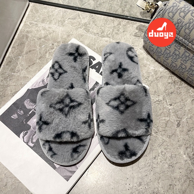 Dép Bông Đi Trong Nhà Dạng Lật Bằng Lông Thỏ Giữ Ấm Chân Quai Chéo Phong Cách Mới 2022 Dễ Phối Đồ Cho Nữ