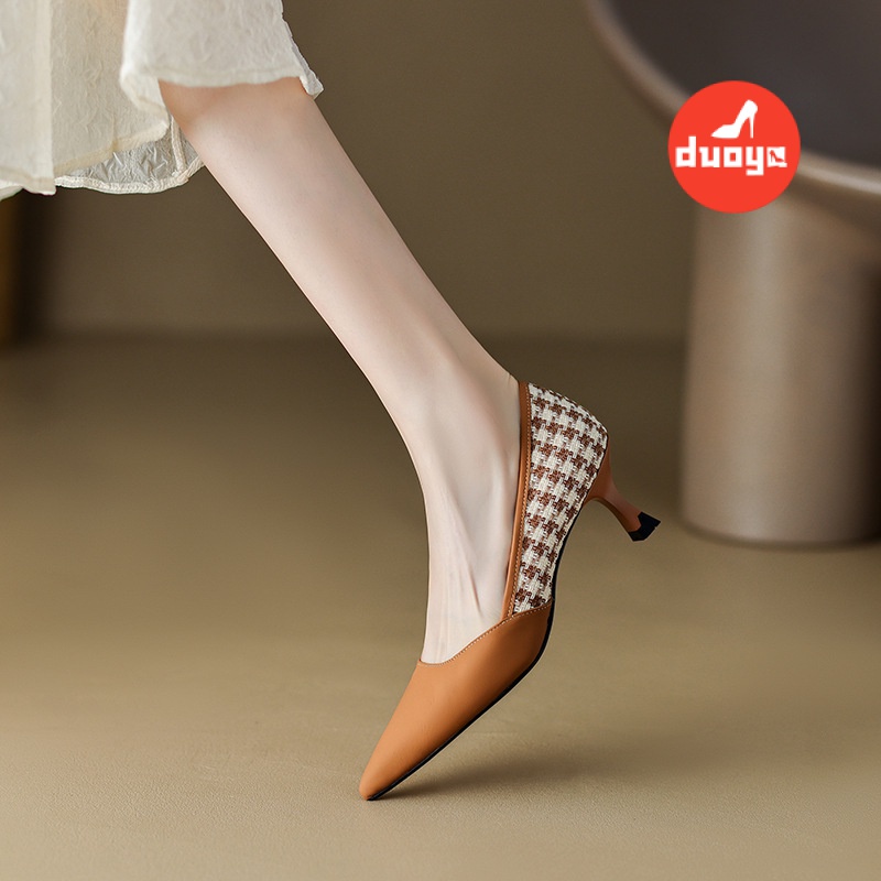 Duoya Tóc Thẳng ~ [Hàng Có Sẵn] Giày Bốt Martin Cao Gót Màu Đen Thiết Kế Mới Mùa Xuân Thu Cho Nữ