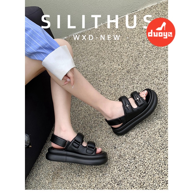 Tóc Thẳng Của Nhà Máy Duoya ~ [Hàng Có Sẵn] [Hàng Có Sẵn] [Hàng Có Sẵn] Đá Theo Dõ●Giày Sandal Đế Dày Tăng Chiều Cao Mùa Hè Cho Nữ Miễn Phí Vận Chuyển