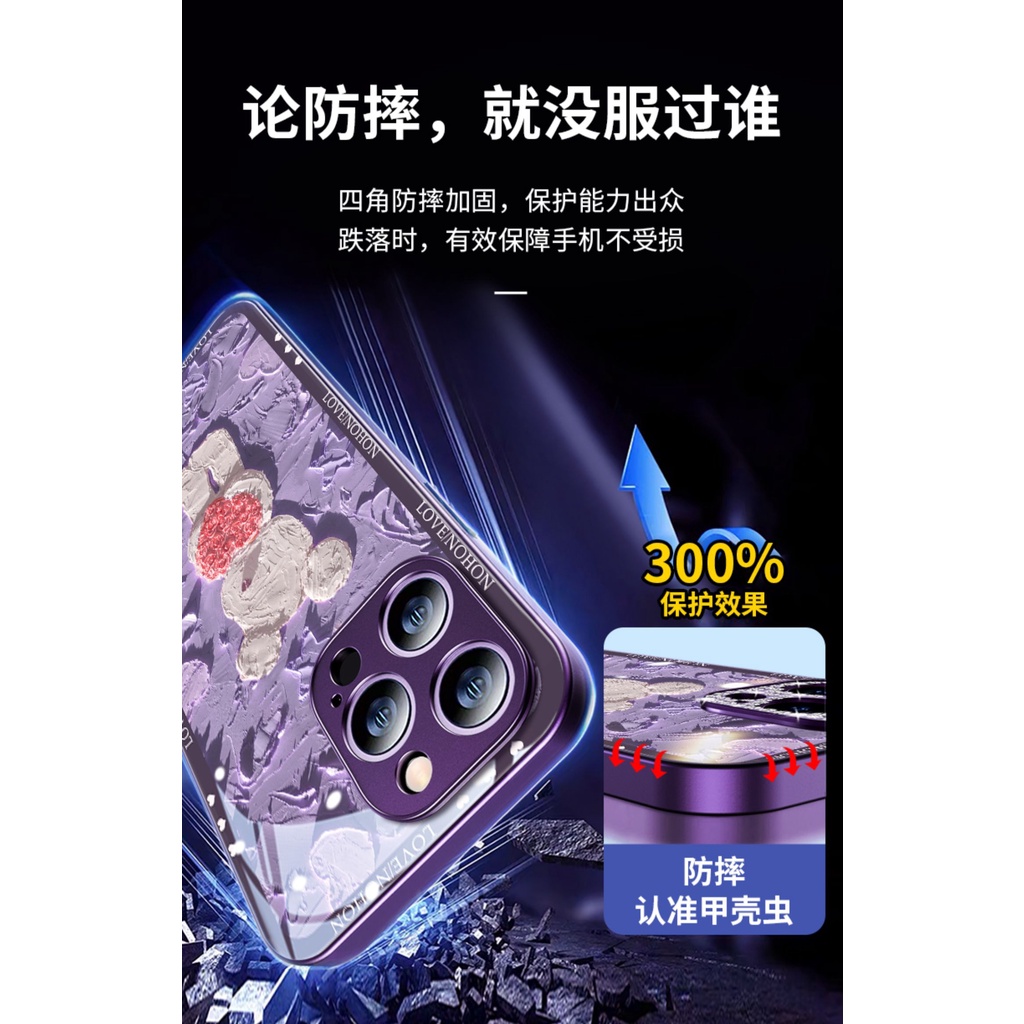 Ốp Điện Thoại Tranh Sơn Dầu Hình Gấu Và Hoa Phong Cách Đường Phố Chống Mài Mòn Cho Apple Iphone 14promax 14Pro 13