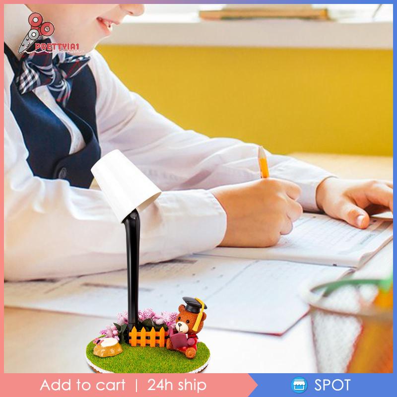 [Prettyia1] Đèn Bàn Mini Kèm Bút Mực Thủ Công Hình Gấu Dành Cho Trẻ Em