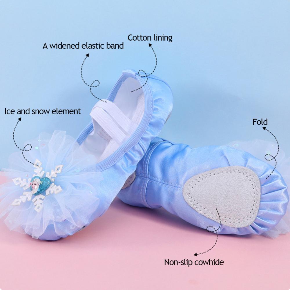 Giày Múa Ba Lê Đế Mềm Phối Ren Màu Xanh Dương / Hồng Xinh Xắn Cho Bé Gái A1O9