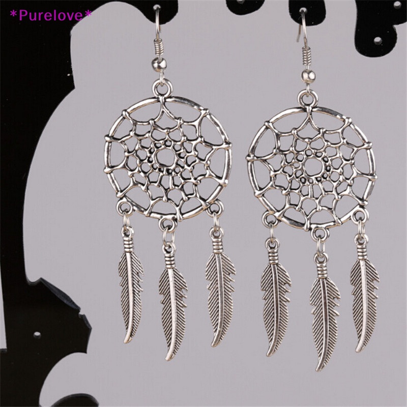 Bông Tai Mạ Bạc Hình Lưới Bắt Giấc Mơ Thời Trang Vintage Mới