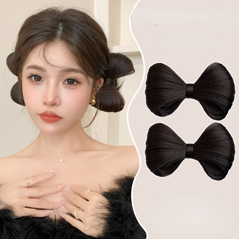 Kẹp Tóc Giả Đính Nơ Và Quả Cầu Lông Xù Đáng Yêu Dành Cho Nữ