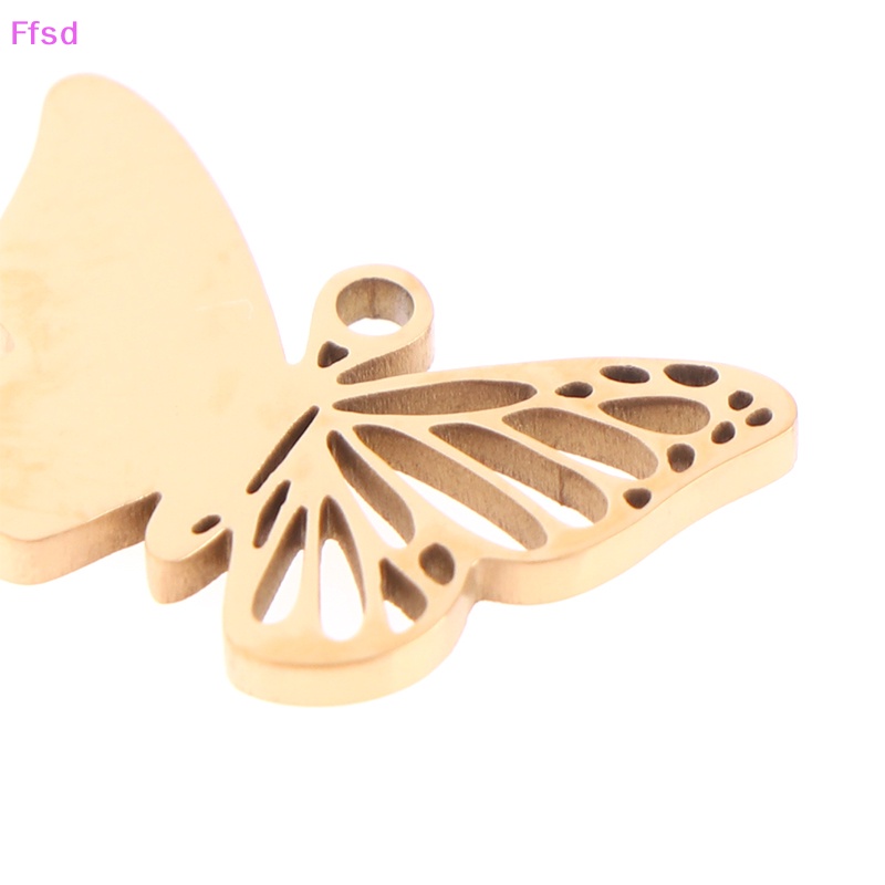 {Ffsd} Mặt Dây Chuyền Bằng Inox Tráng Gương Đơn Giản Hạt Hình Bướm Lỗ Rỗng * Bán Chạy