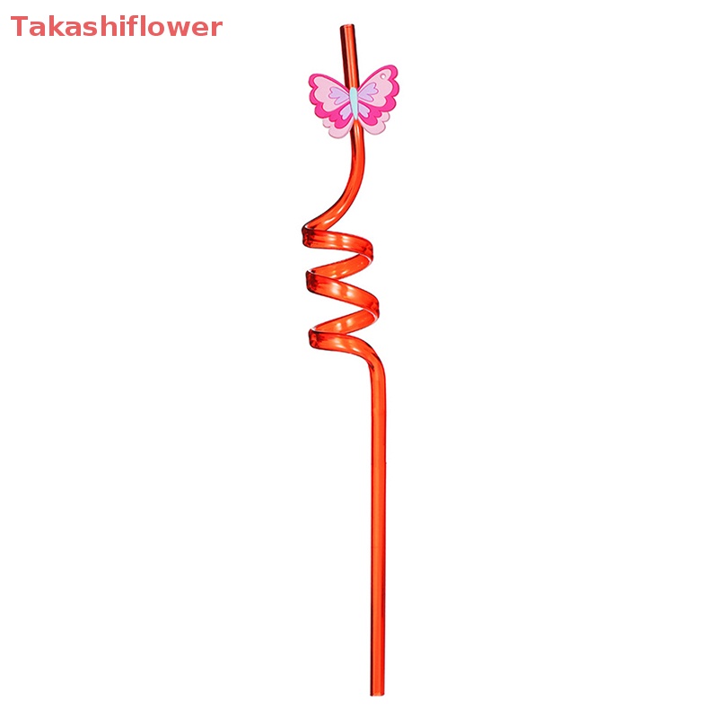 Set 8 Ống Hút Nhựa Họa Tiết Bướm Hoạt Hình Có Thể Tái Sử Dụng Cho Trẻ Em