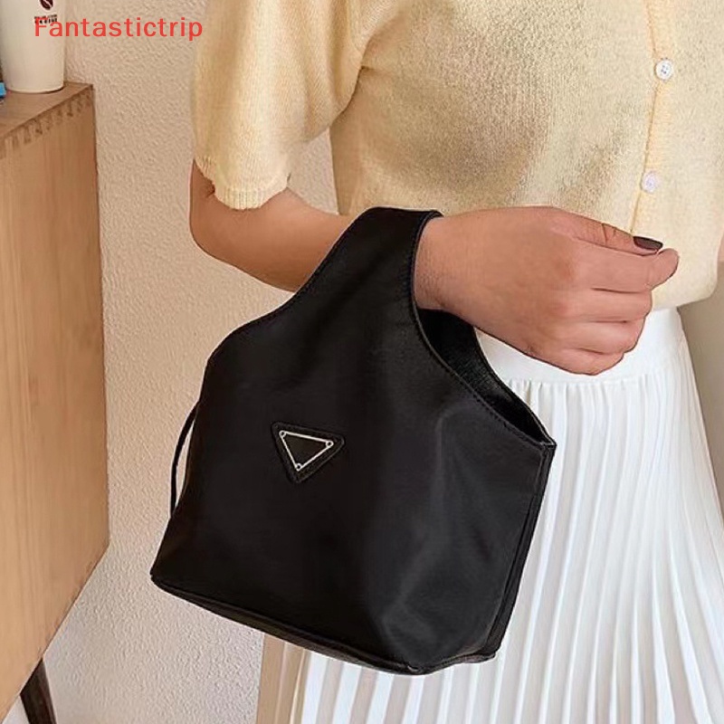 [Fantastictrip] Túi Xách Đeo Vai Dây Rút Bằng Vải Nylon Nhãn Tam Giác Nhỏ Gọn Thời Trang Mùa Hè Mới Cho Nữ