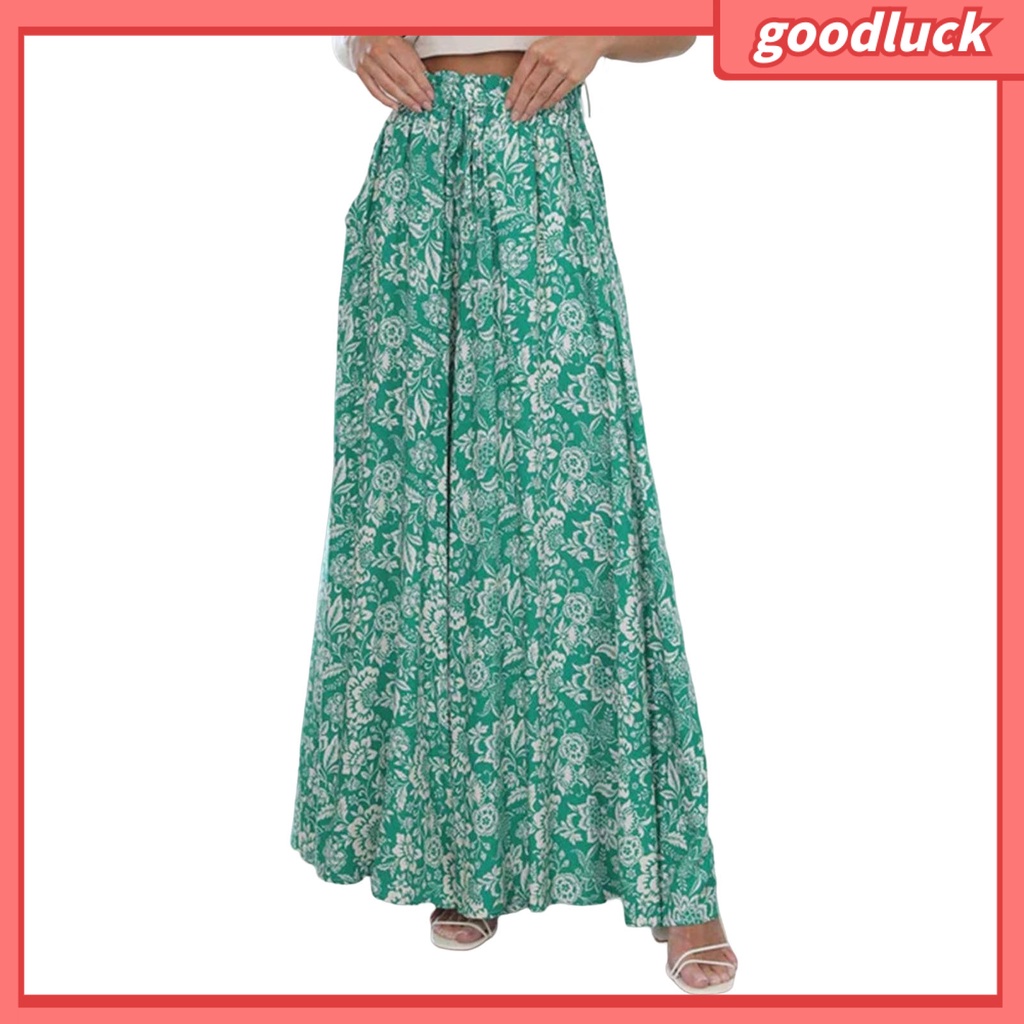 [ULK] Quần Ống Rộng Lưng Thun Co Giãn Không Phai Chất Liệu Polyester Nhẹ Thoáng Khí In Hình Quả Dứa Dành Cho Nữ