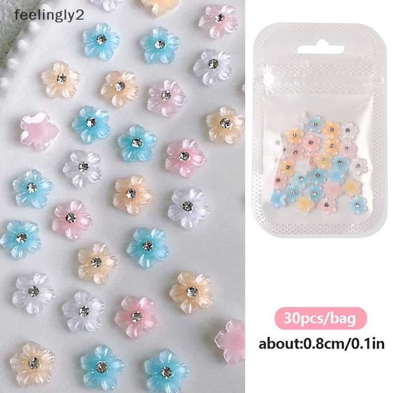 Bộ 30 HạT ĐíNh Trang Trí MóNg HìNh Hoa 3D NhiềU MàU Dễ Thương