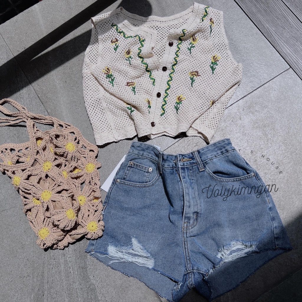 Áo cr.op ca.di.gan hoa