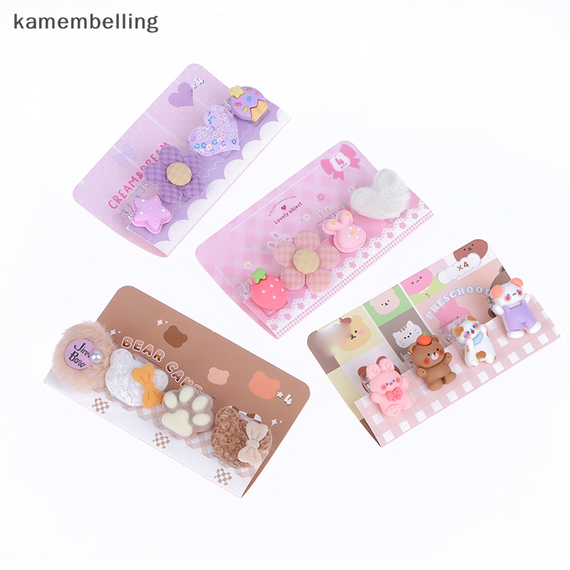 Kamembelling Set 4 Kẹp Tài Liệu Giấy Ghi Chú Bằng Nhựa Họa Tiết Dễ Thương
