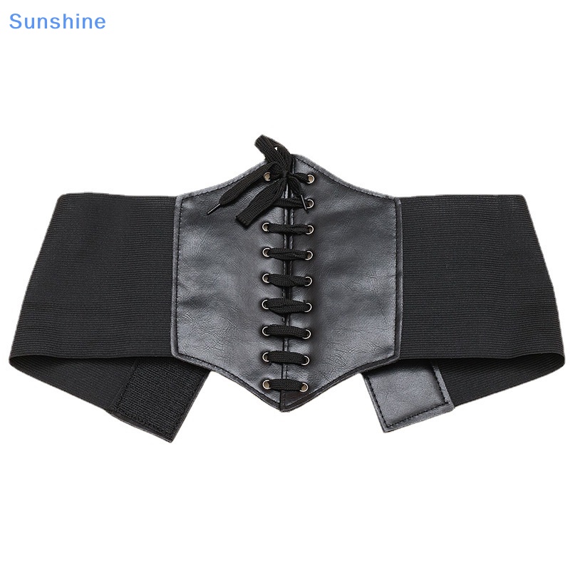 1 Thắt Lưng Corset Da PU Bản Rộng Màu Tối Phong Cách Gothic Thời Trang Cho Nữ