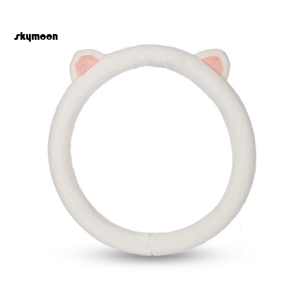 Vỏ Bọc Vô Lăng Xe Hơi Hình Tai Mèo Phủ Lông Dễ Thương Thoải Mái Chống Lạnh Trang Trí Nội Thất