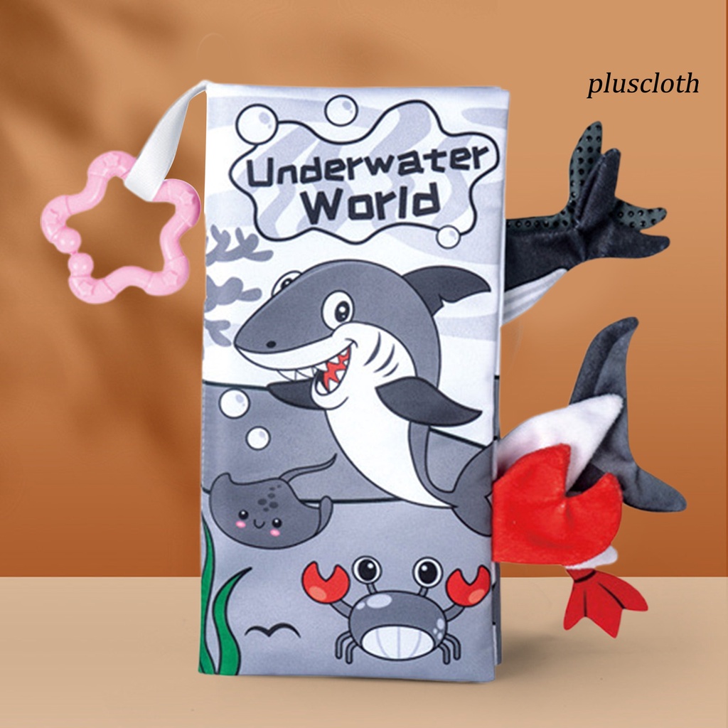 &lt; Plus &gt; Sách Vải Với Vòng Giấy Âm Thanh Chủ Đề Động Vật Hoạt Hình Màu Sắc Tươi Sáng Chống Mài Mòn Giáo Dục Sớm Cho Bé