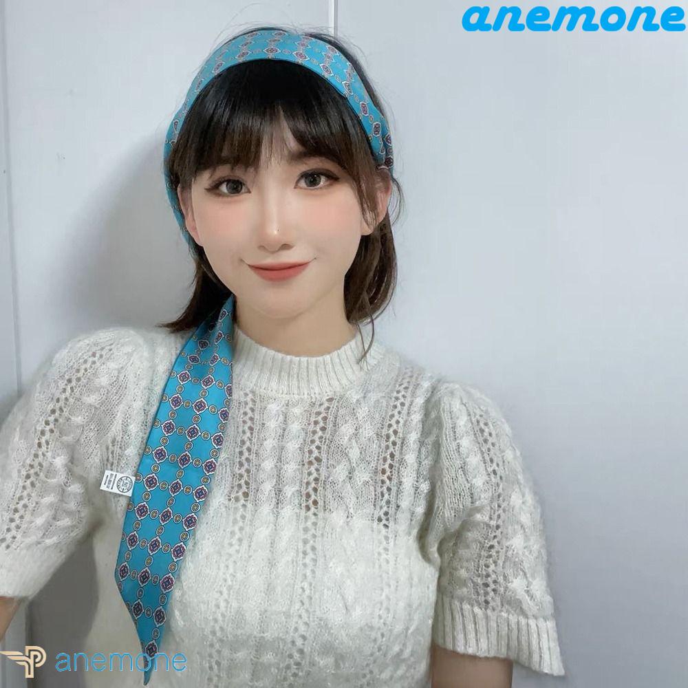 Khăn Choàng Cổ Bằng Lụa Satin Họa Tiết Kẻ Sọc Caro / Da Báo Phong Cách Hàn Quốc Thời Trang Cho Nữ