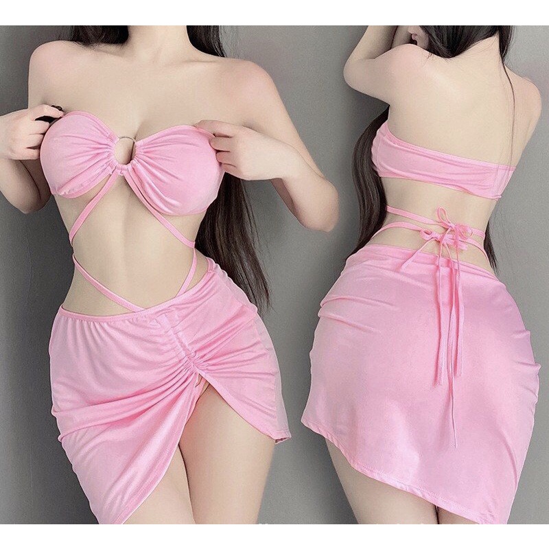 C06 Set bikini kèm chân váy rút cosplay mùa hè tuyệt vời- nhiều kiểu mặc- không gọng mút CICI BONITA HCM