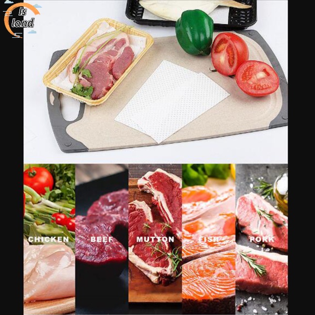 Bộ 100 Miếng Đệm Thấm Hút Nhanh Bảo Quản Gia Cầm / Cá / Thịt Tiện Dụng