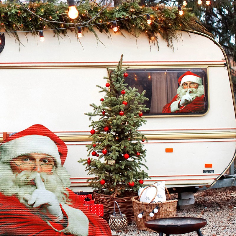 Bộ 4 Miếng Dán Trang Trí Cửa Sổ Xe Hơi Họa Tiết Giáng Sinh 3D Độc Đáo Xinh Xắn