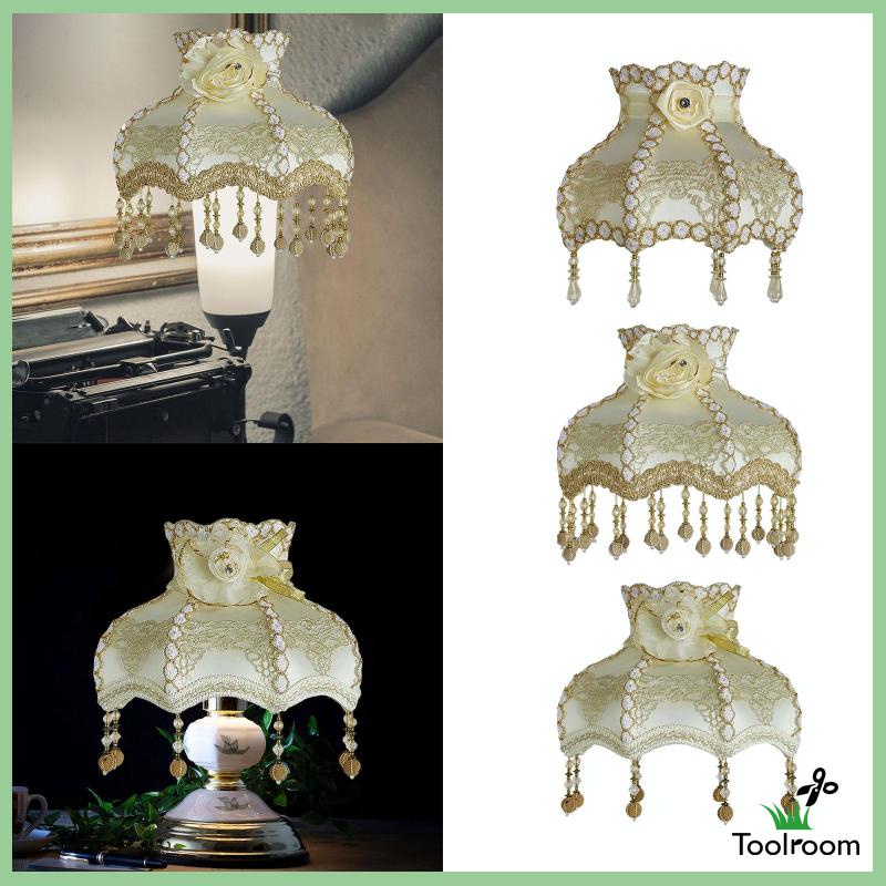 Chụp Đèn E27 [Toolroom] Bằng Vải Viền Tua Rua Phong Cách Cổ Điển Cho Đèn Bàn E27