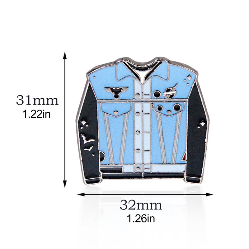 Trâm Cài Áo Khoác Jean Màu Xanh Dương In Chữ Stranger Things Dễ Thương