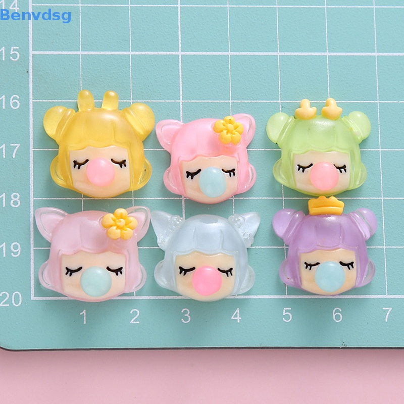 Bộ 5 Phụ Kiện Đầu Cô Gái Thổi Bong Bóng Trong Suốt DIY Trang Trí Ốp Điện Thoại