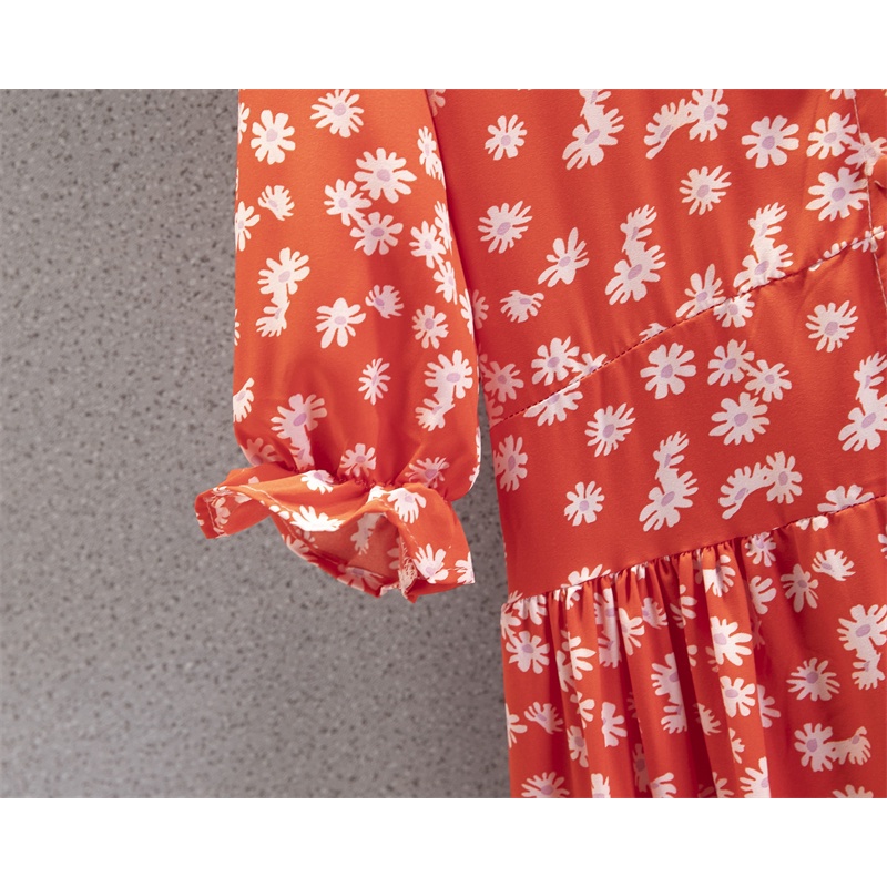 NRVP Đầm Dài Tay Ngắn In Hoa Độc Đáo Thời Trang Mùa Hè Hàn Quốc 2023 Dành Cho Bạn Nữ