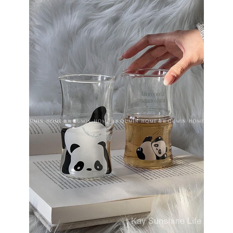 Ly Thủy Tinh Trong Suốt Hình Gấu Trúc Đáng Yêu