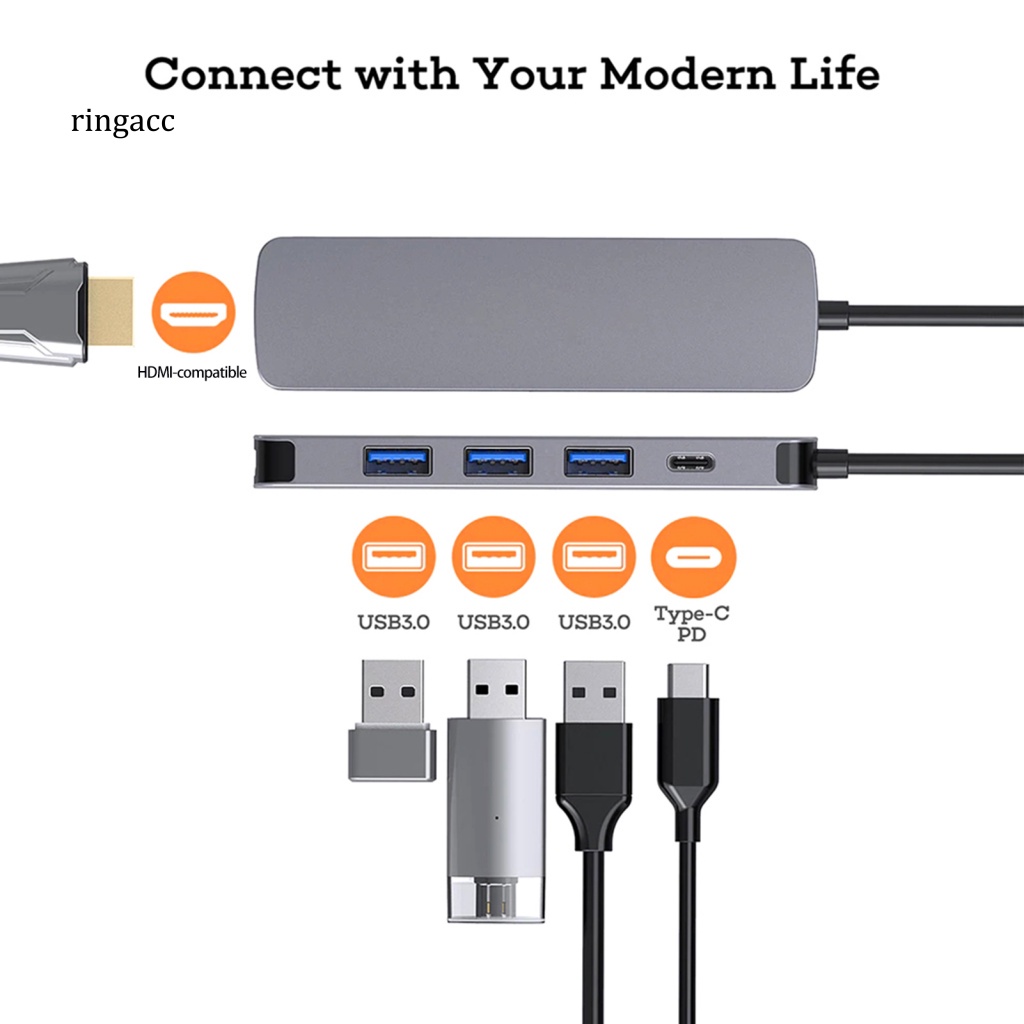 Trạm Sạc Nhanh Chuyển Đổi 4K @ 30Hz 100w 5 Trong 1 Type-C Sang HDMI Cho Văn Phòng